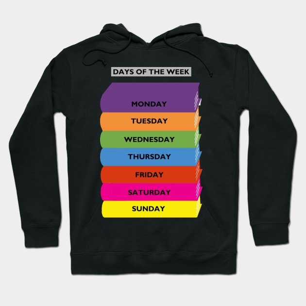 Bright colour Days of the week. Eductional books Hoodie by BarbaraGlebska